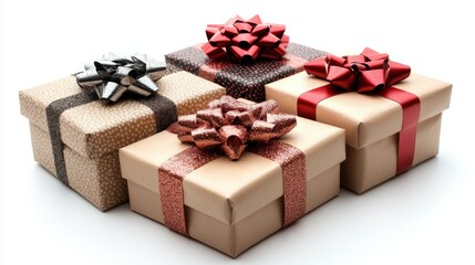 Obraz premium Four Gift Boxes With Red And