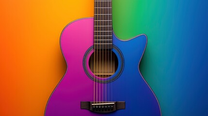 Obraz premium Colorful Guitar Details, Close-Up On Tuning Pegs, Vibrant Colors 