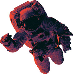 Atronaut in space, with halftone and gradient effect with grain  © deltapulp