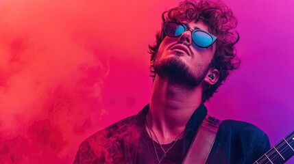 Cool Guitarist With Altered Guitar, Creating Unique Sounds 