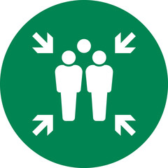 Emergency evacuation assembly point sign. Assembly point icon. Safety Signs. Evacuation Plan. Vector illustration