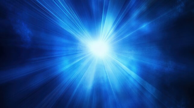 A vibrant blue burst of light radiating outward, creating a dynamic and energetic atmosphere.