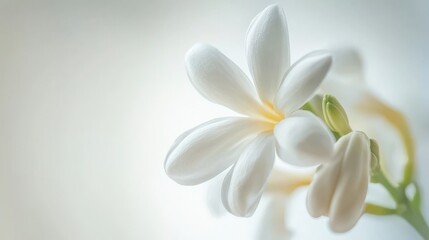 Naklejka premium Vibrant Close-Up of Tuberose Flower on Pure White Background: Beauty in Bloom