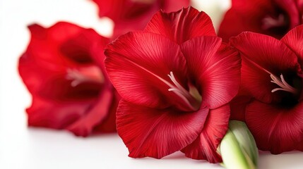 Vibrant Close-Up Shot of Gladiolus Flower on White Background