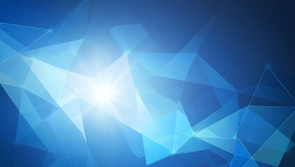 Minimalist Blue Geometric Background with Low-Poly Polygonal Shapes in Vector Illustration, Perfect for Internet Product and Service Presentations
