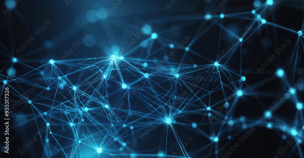 Poster Abstract network of lines and dots forming a complex structure, representing interconnectedness and data flow. High quality photo