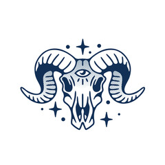 Skull horn logo vector illustration	