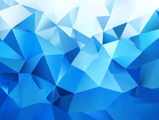 Fototapeta premium Minimalistic Blue Geometric Background with Low-Poly Polygonal Shapes in Light Blue and White Colors for Internet Product and Service Presentations
