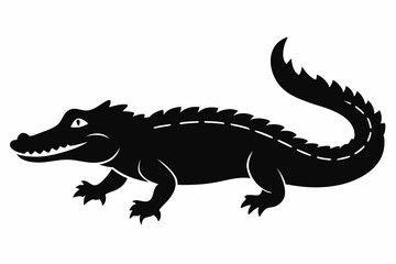Alligator vector silhouette, crocodile icon, Crocodile and alligator silhouette
