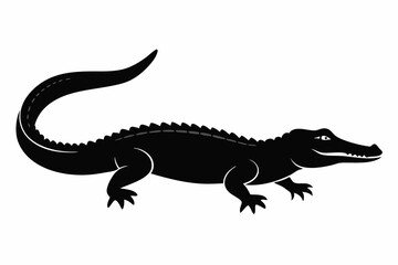 Naklejka premium Alligator vector silhouette, crocodile icon, Crocodile and alligator silhouette 