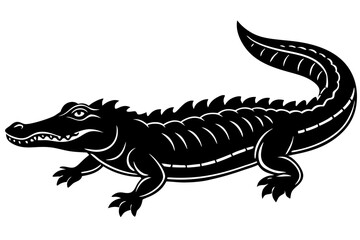 Alligator vector silhouette, crocodile icon, Crocodile and alligator silhouette
