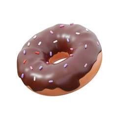 3D Chocolate Sprinkled Donut Illustration