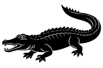 Alligator vector silhouette, crocodile icon, Crocodile and alligator silhouette
