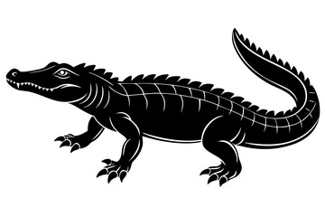 Alligator vector silhouette, crocodile icon, Crocodile and alligator silhouette
