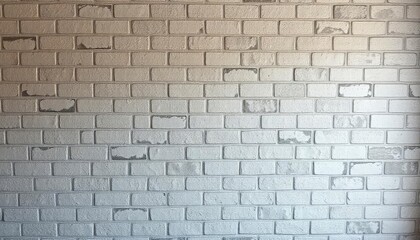 Abstract weathered high resolution texture old stucco light gray and aged paint white brick wall background in rural room, grungy blocks of stonework technology color horizontal architecture , ai