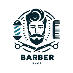 Hair salon logo. Barber shop, retro and vintage style, design.