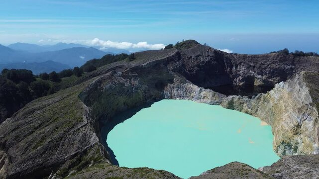 Drone Aerial view kelimutu lake