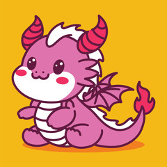 Cute Dragon 2D cartoon character clipart