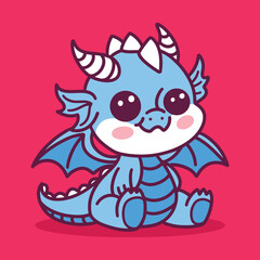 Cute Dragon 2D cartoon character clipart
