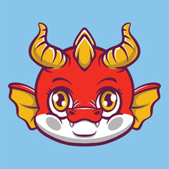 Cute Dragon 2D cartoon character clipart