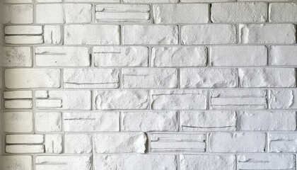 Fototapeta premium Abstract weathered high resolution texture old stucco light gray and aged paint white brick wall background in rural room, grungy blocks of stonework technology color horizontal architecture , ai