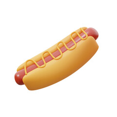 3D American Hot Dog With Mustard