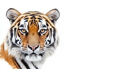 Fototapeta premium A majestic tiger portrait showcasing intricate stripes and intense eyes, embodying the essence of wildlife and natural beauty.