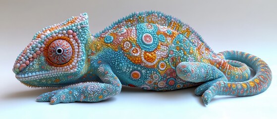 Fototapeta premium 3D paper model of a chameleon with pastel green bl 00156 chameleon, lizard, animal, reptile, green, nature, wildlife, colorful, pet, branch, isolated, eye, cameleon, exotic, wild, camouflage, white, e