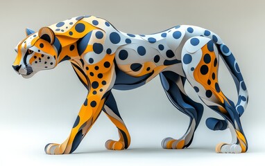 Fototapeta premium 3D paper model of a cheetah with pastel yellow bla 00151 giraffe, animal, cartoon, vector, mammal, wild, zoo, illustration, safari, wildlife, cheetah, nature, animals, toy, art, cute, neck, isolated, 