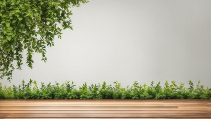 green grass on wooden background
