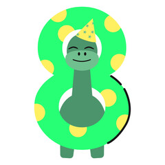 Dino Birthday Number 8 Eight Year Old