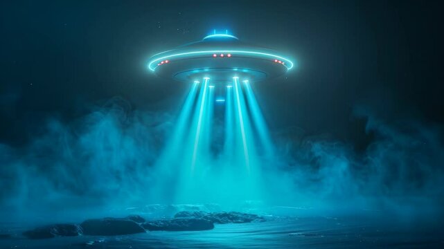 video of ufo spaceship realistic abduction light beam background