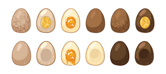 Illustrations of various braised eggs