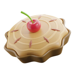 3D Autumn Cherry Pie Cake Illustration