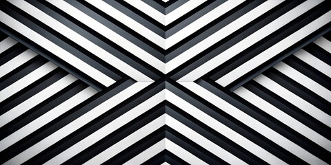 Fototapeta premium Monochrome Geometry: A captivating abstract design of intersecting black and white lines, creating a sense of depth and dimension. 