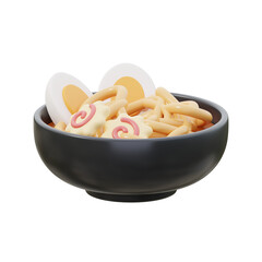 3D Japanese Ramen Bowl With Ingredients