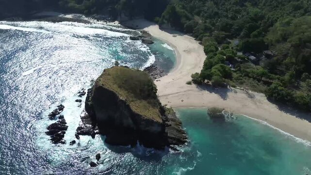Drone Aerial view koka beach in sikka maumere, NTT, Indonesia