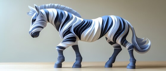 3D paper model of a zebra with pastel black white 005 zebra, animal, isolated, white, mammal, black, horse, safari, striped, zoo, wild, wildlife, vector, illustration, nature, fauna, cartoon, hoof, s