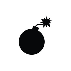 Bomb black and white flat vector icon design. Bomb symbol and clip art
