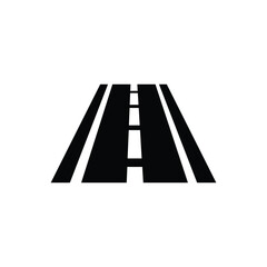 Highway black and white flat vector icon design. Road symbol and clip art