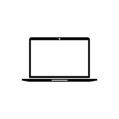 Laptop black and white flat vector icon design. Laptop symbol and clip art