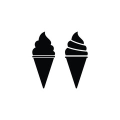 Ice cream black and white flat vector icon design. Ice cream symbol and clip art