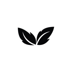 Leaf black and white flat vector icon design. Leaf glyph and symbol design