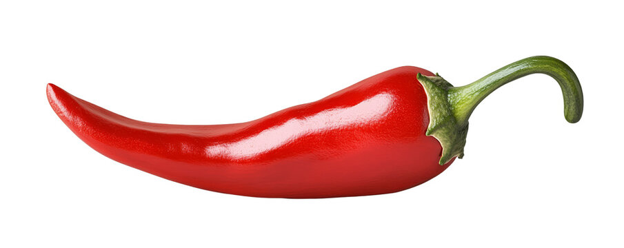 A vibrant red chili pepper isolated on a white background. Perfect for adding a bold splash of color and heat to your culinary creations.
