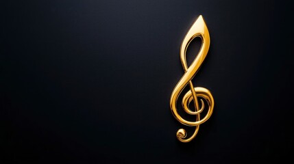 Fototapeta premium Golden Treble Clef, Glowing Bright Against A Dark Backdrop 