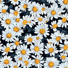 Daisy Flowers Seamless Pattern