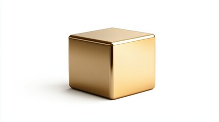 Fototapeta premium Gold 3D Cube, Isolated On White Background, Ideal For Modern-Themed Designs And Minimalist Graphics . Generative ai