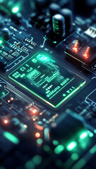 Fototapeta premium Visualize a bank card highlighting advanced security features. Include details such as a secure chip, hologram, and security codes. The image should emphasize the card's protection against fraud and i