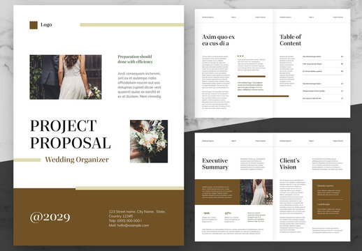 Brown And White Wedding Organizer Project Proposal