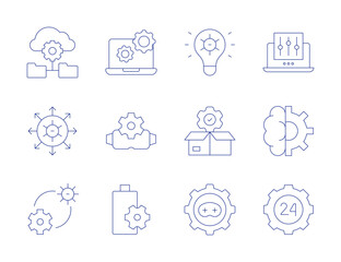 Setting icons. Thin Line style, editable stroke. settings, setting, power settings, product release